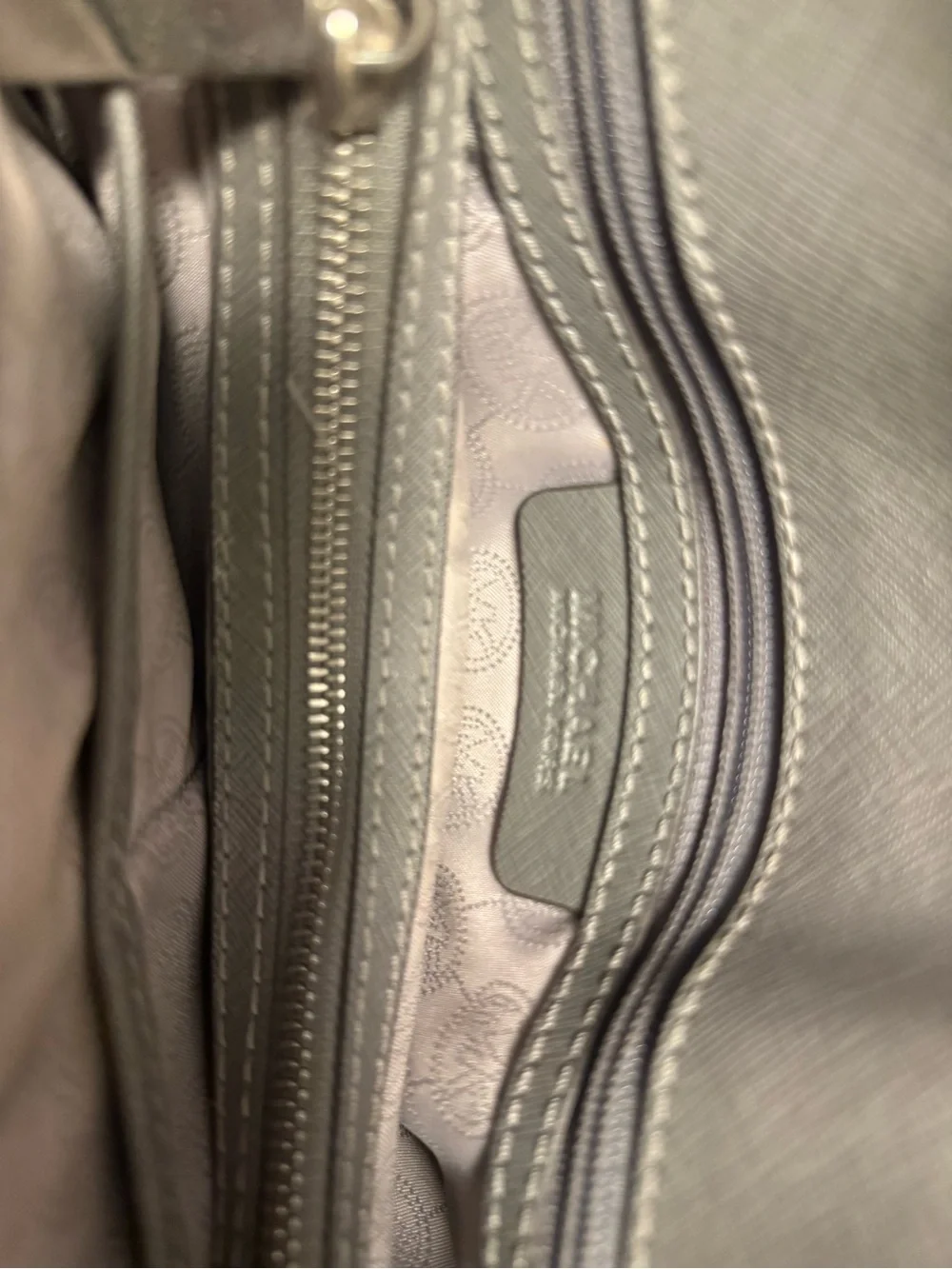 Michael Kors Silver-Gray Saffiano Leather Satchel